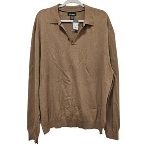 Eddie Bauer NWT XXL Camel Brown top Sweater w Collar Cashmere‎ blend Warm Soft